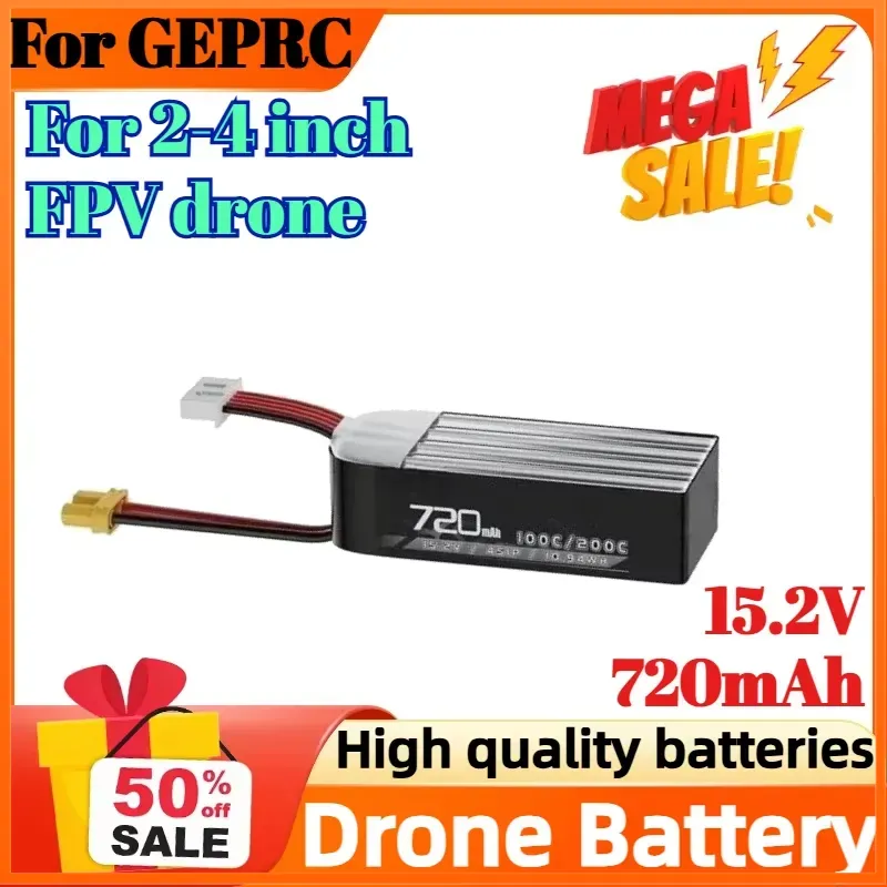 Drone Battery High Voltage - 4S 15.2V 720mAh 100C แบตเตอรี่สำหรับ GEPRC