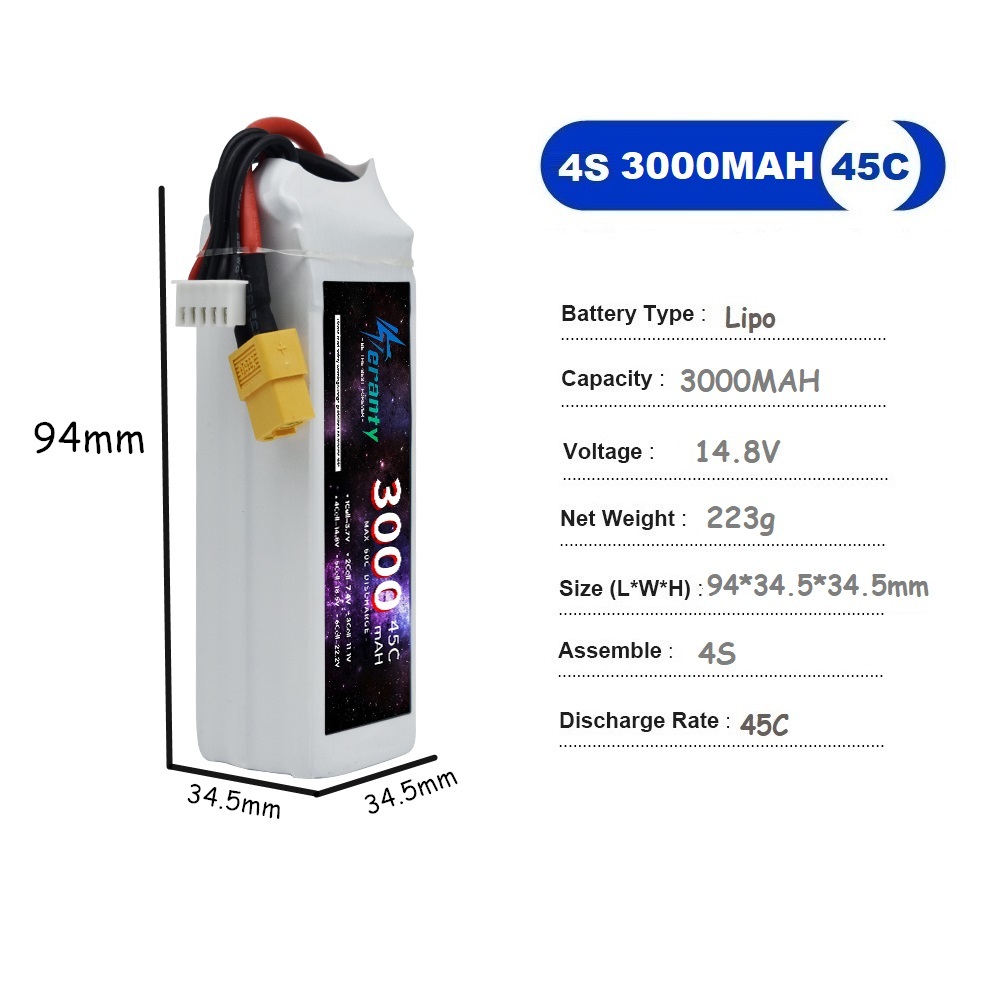 4S LiPo แบตเตอรี่ 14.8V 1500 m - Drone Battery 4S บทวิจารณ์และราคา
