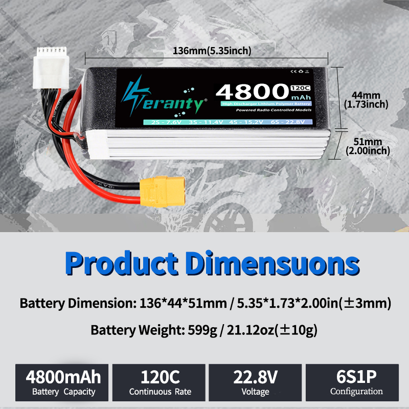 TERANTY 6S 4800mAh แบตเตอรี่ลิ - Drone Battery 6S บทวิจารณ์และราคา