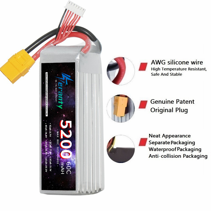 Teranty 6S 5200mAh LiPo แบตเตอ - Drone Battery 6S บทวิจารณ์และราคา