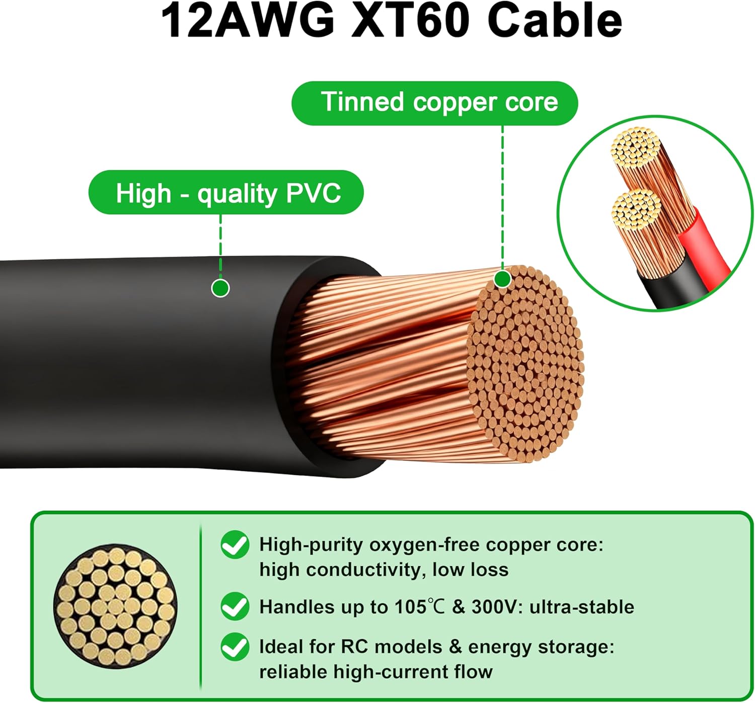 สายเคเบิล JMUYTOP 3 ฟุต 12AWG  - Drone Battery Connector บทวิจารณ์และราคา